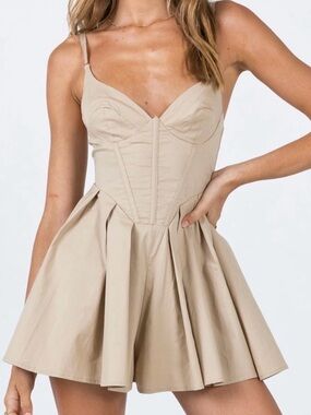 Princess Polly Beige Corset Pleated Romper